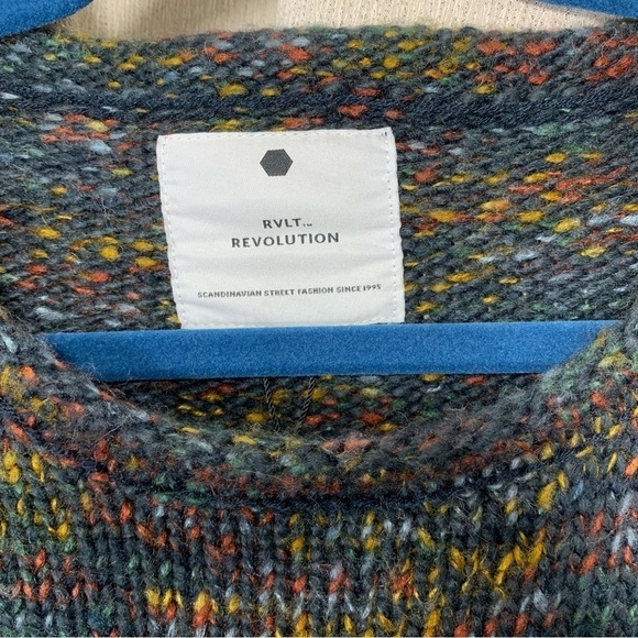 RVLT Revolution Knit Sweater Men Sz XL Dark Blue Multicolor Long Sleeve Pullover - Picture 8 of 12